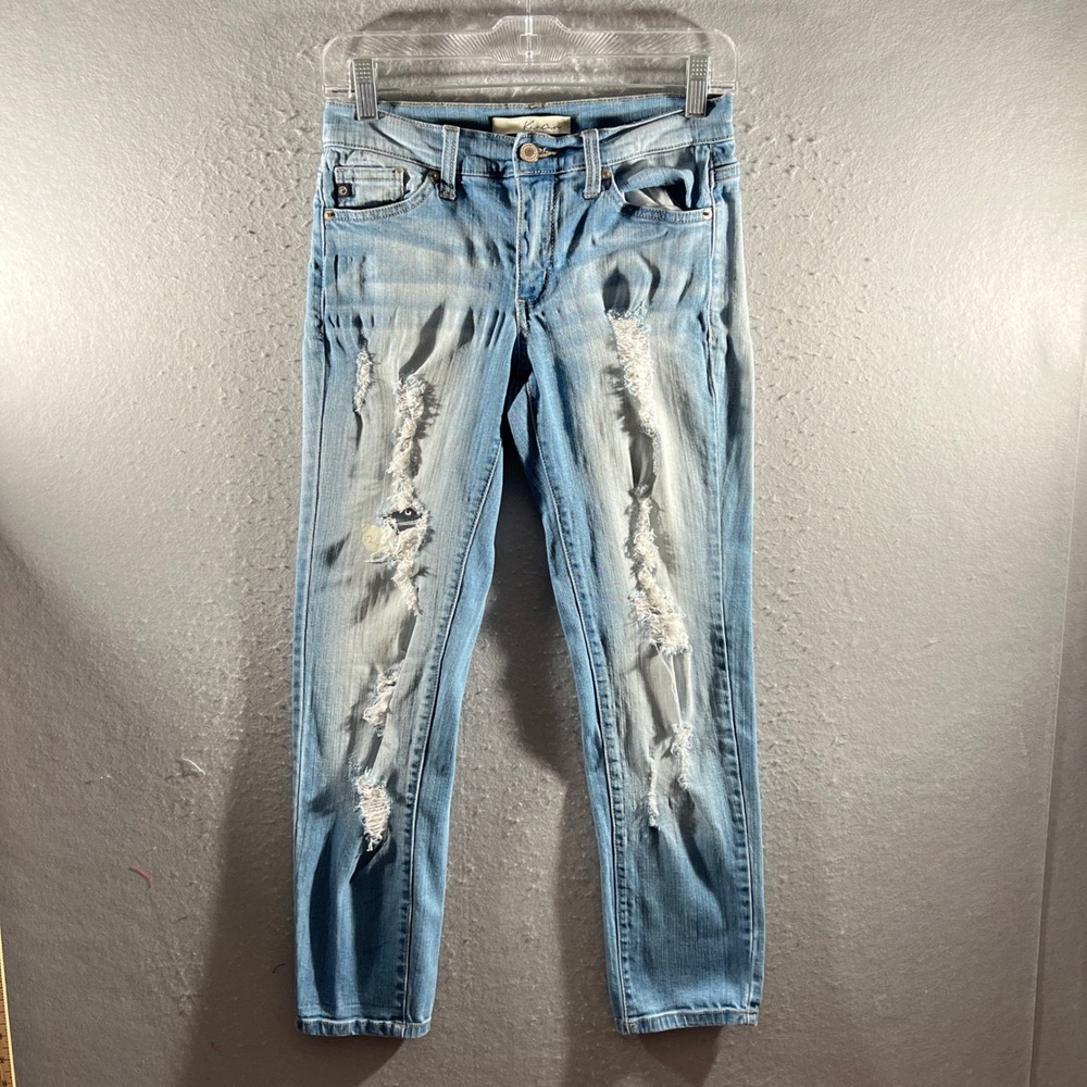 1238 | KanCan Distressed Ripped Skinny Jeans Light Wash Blue Womens 24